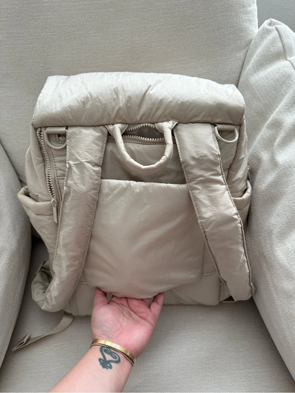 Calpak Diaper Backpack with Laptop Sleeve in Oatmeal